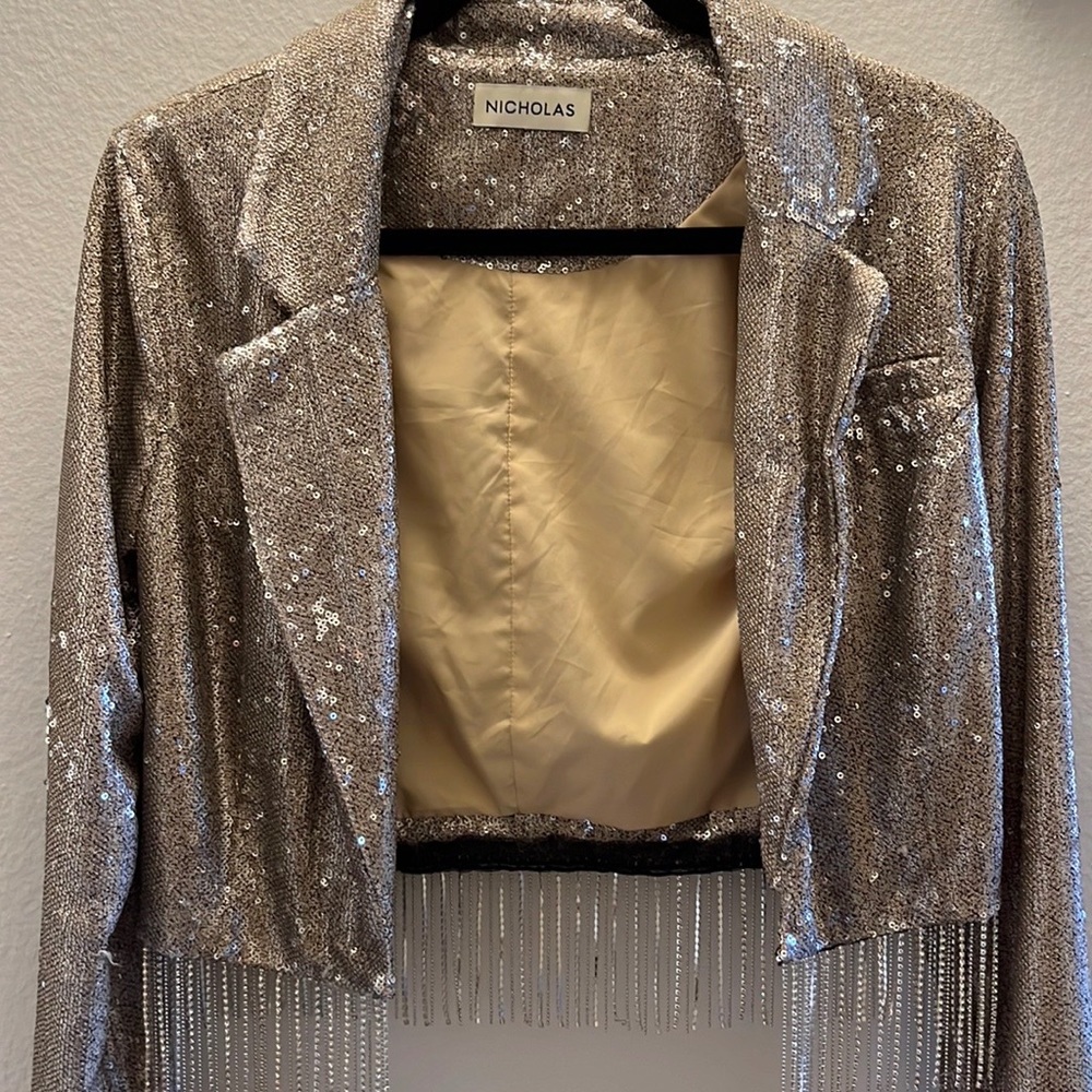 Nicholas Silver Sequin Jacket - image 2